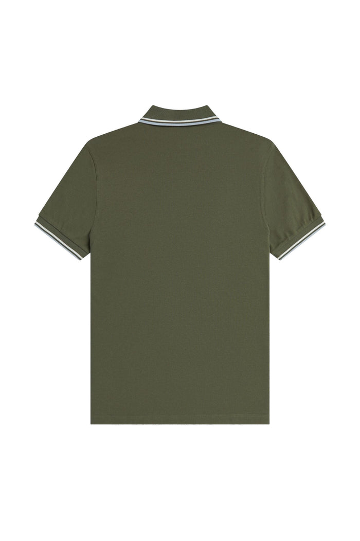 Fred Perry Slim Fit Twin Tipped Polo Laurel Wreath Green / Ecru / Dusky Blue