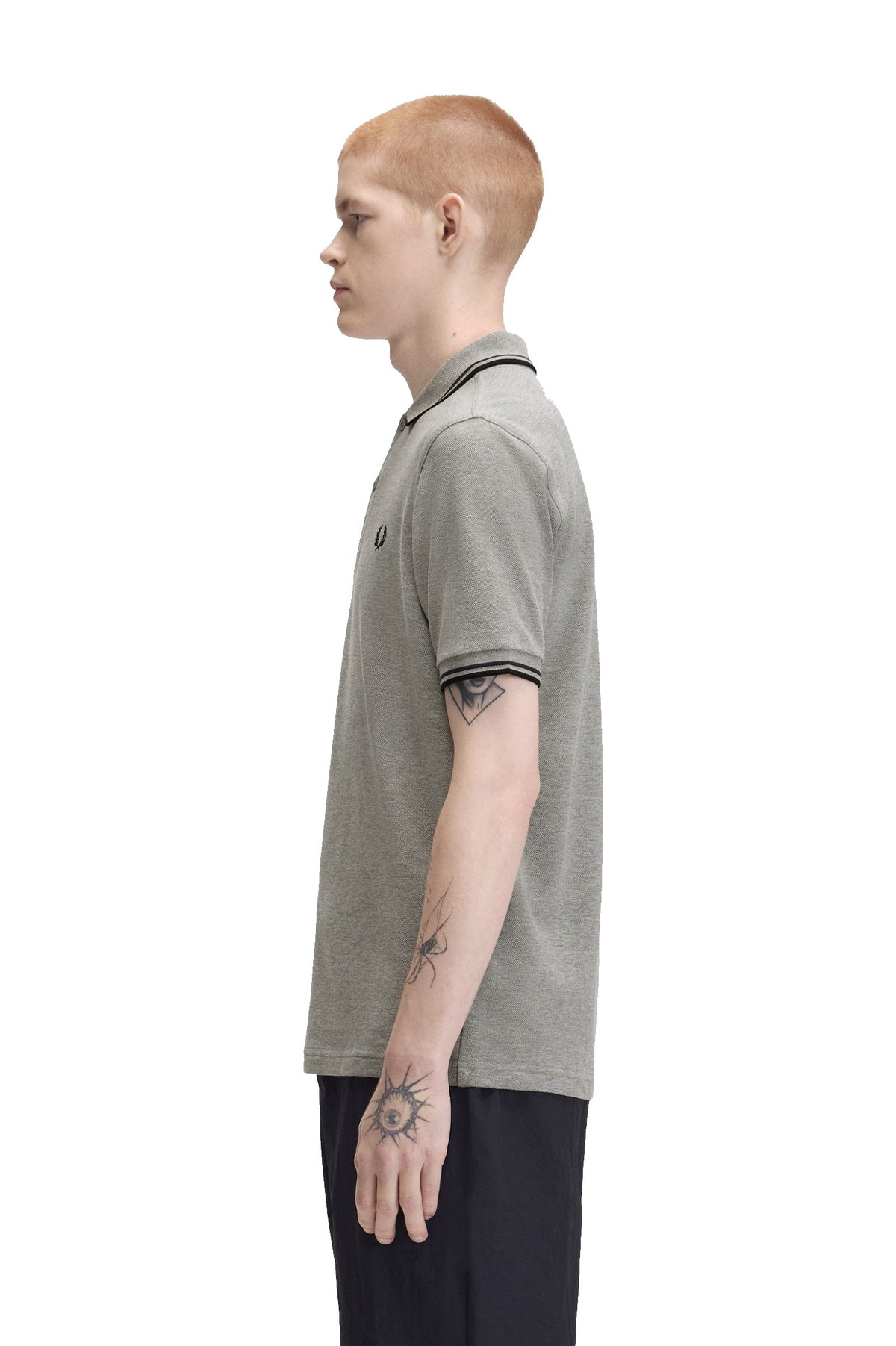 Fred Perry Slim Fit Twin Tipped Polo Steel Marl / Dark Airforce / Black