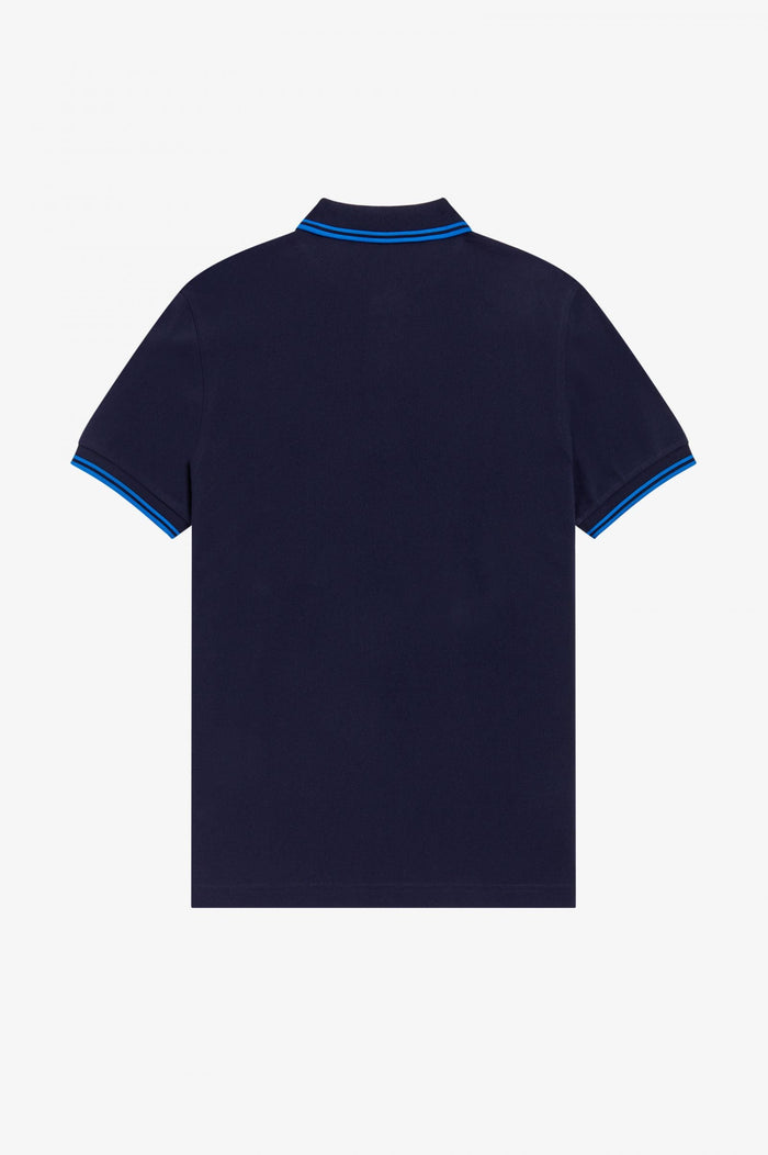 Fred Perry Slim Fit Twin Tipped Polo Dark Carbon Kingfisher Kingfisher