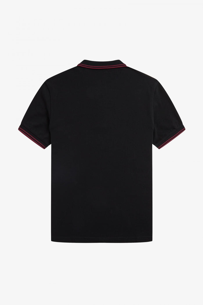 Fred Perry Slim Fit Twin Tipped Polo Black / Burnt Red / Burnt Red