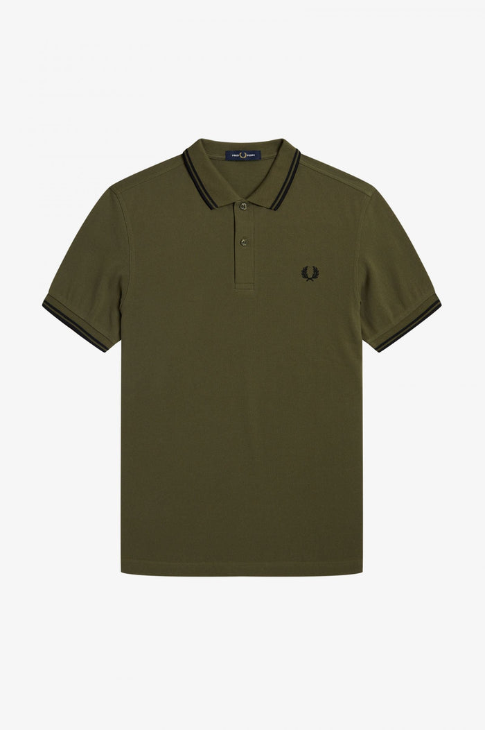 Fred Perry Slim Fit Twin Tipped Polo Uniform Green / Black / Black