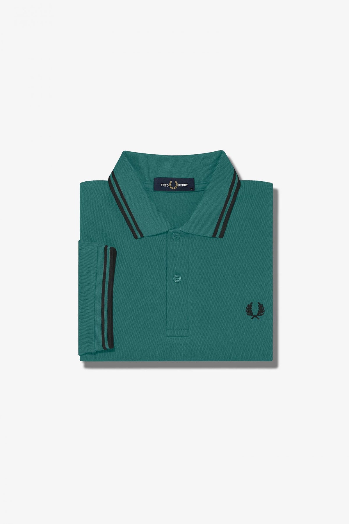 Fred Perry Slim Fit Twin Tipped Polo Deep Mint / Black / Black