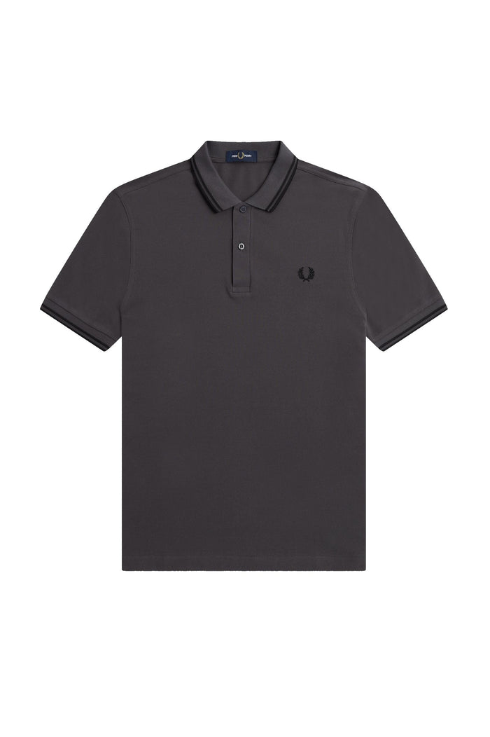 Fred Perry Slim Fit Twin Tipped Polo Gunmetal / Black / Black