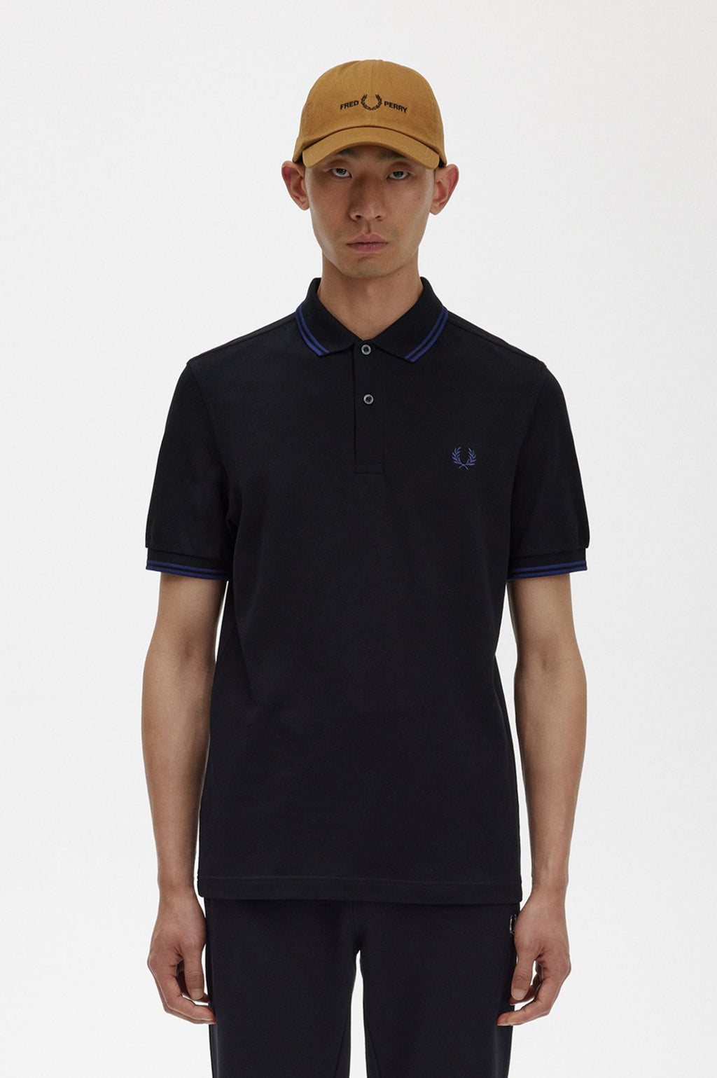 Fred Perry Slim Fit Twin Tipped Polo Black / French Navy / French Navy