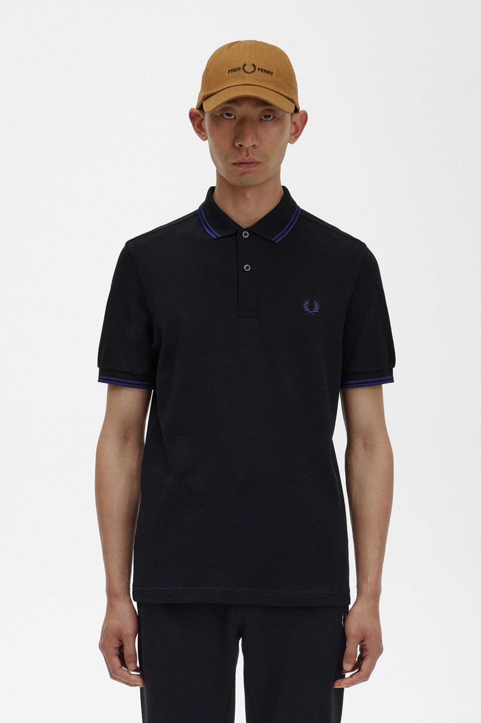 Fred Perry Slim Fit Twin Tipped Polo Black / French Navy / French Navy