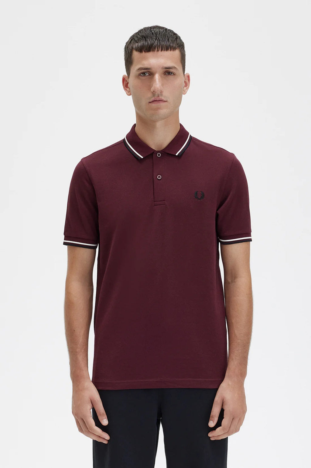 Fred Perry Slim Fit Twin Tipped Polo Oxblood / Crudo / Black