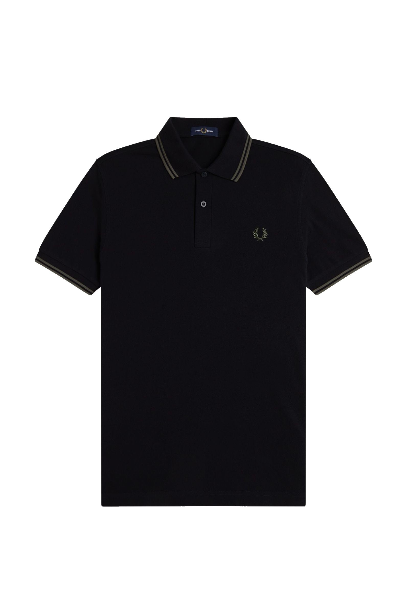 Fred Perry Slim Fit Twin Tipped Polo Black / Field Green / Field Green