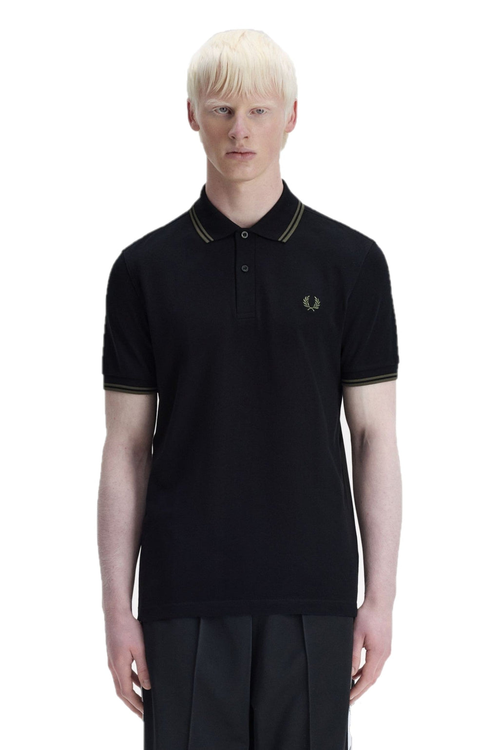 Fred Perry Slim Fit Twin Tipped Polo Black / Field Green / Field Green