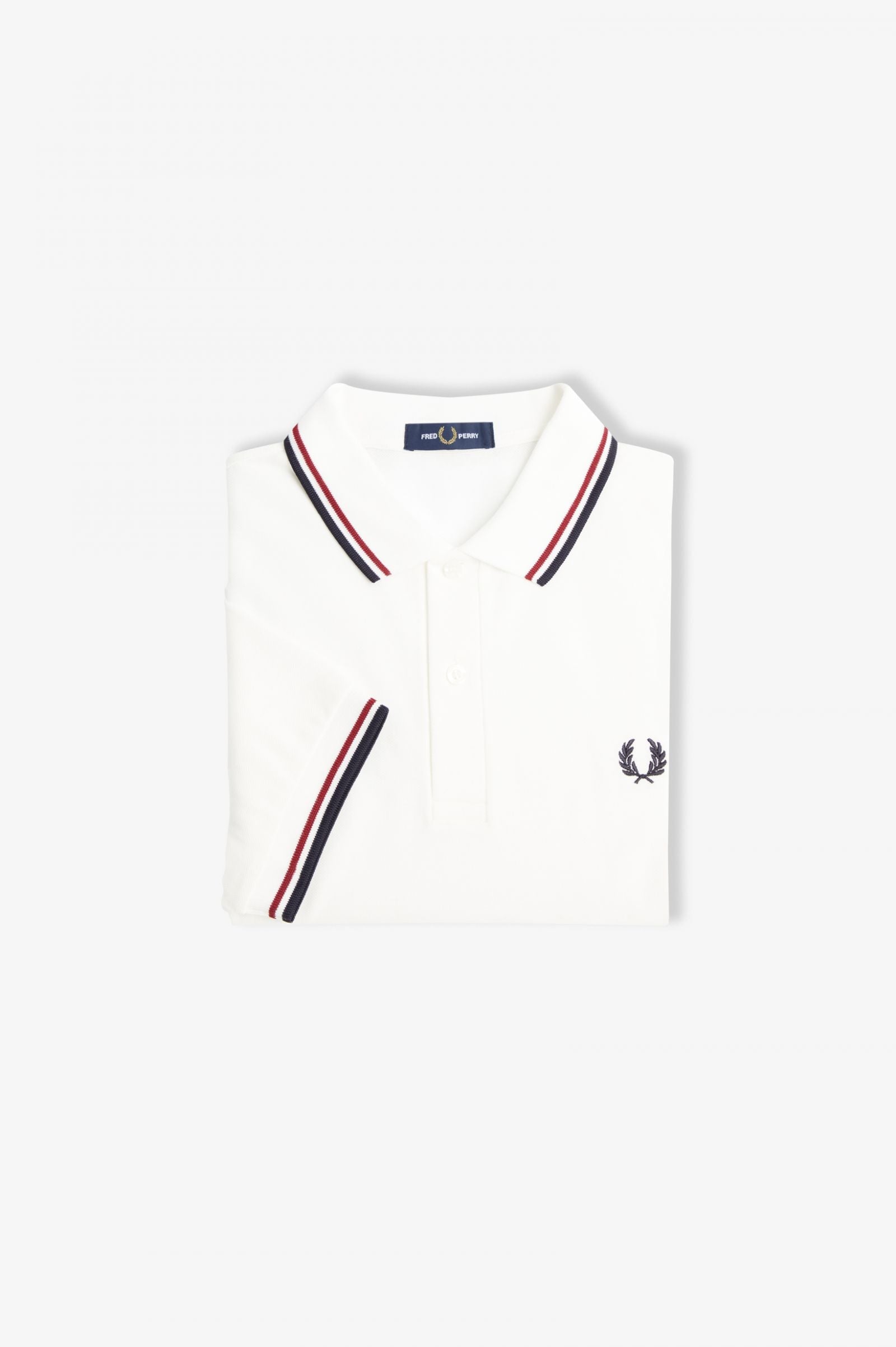 Fred Perry Slim Fit Twin Tipped Polo Snow White / Burnt Red / Navy