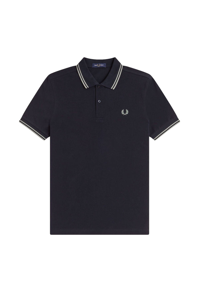 Fred Perry Slim Fit Twin Tipped Polo Navy / Seagrass / Seagrass