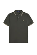 Fred Perry Slim Fit Twin Tipped Polo Field Green / Oatmeal / Oatmeal