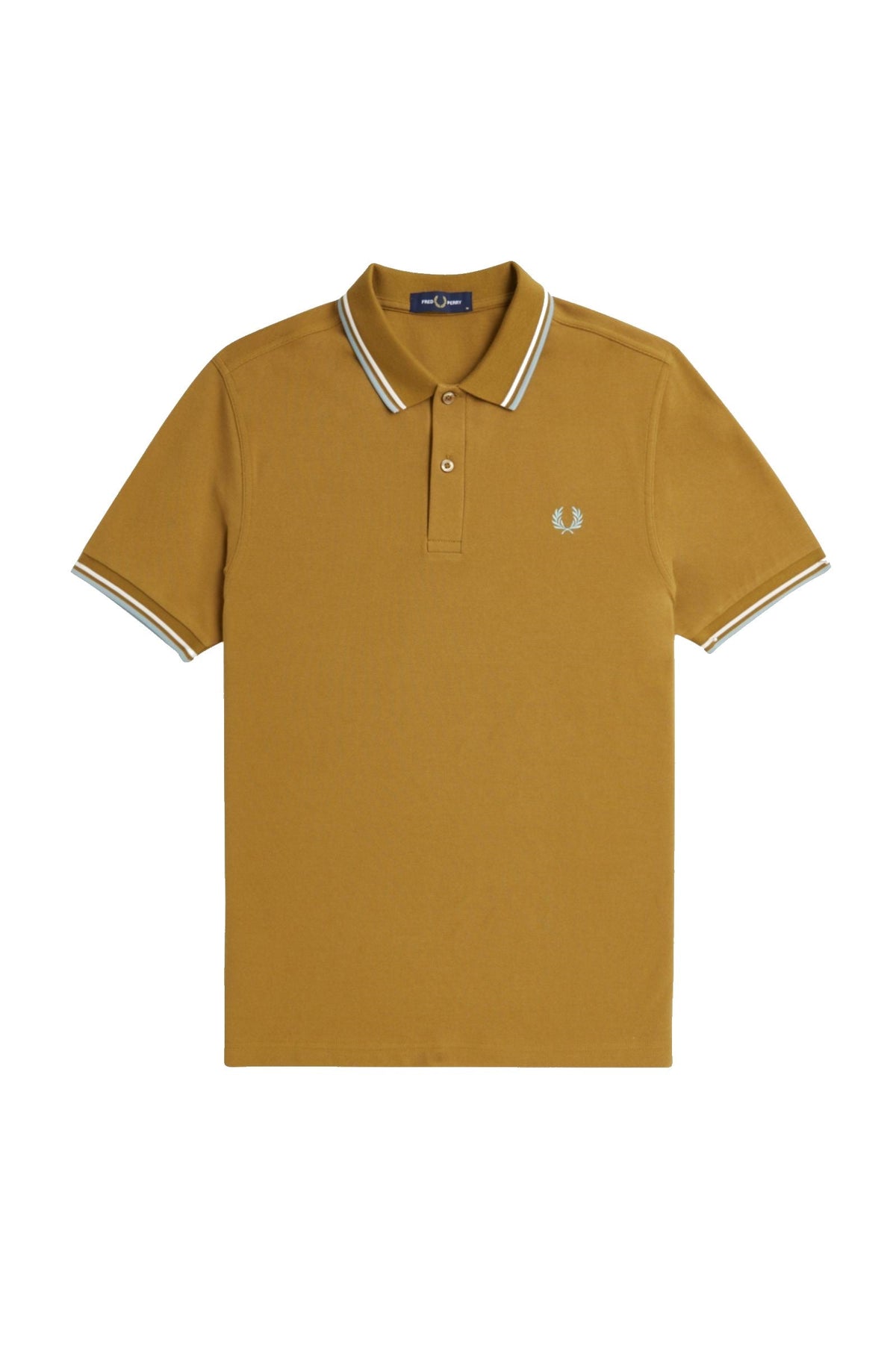 Fred Perry Slim Fit Twin Tipped Polo Dark Caramel / Snow White / Silver Blue