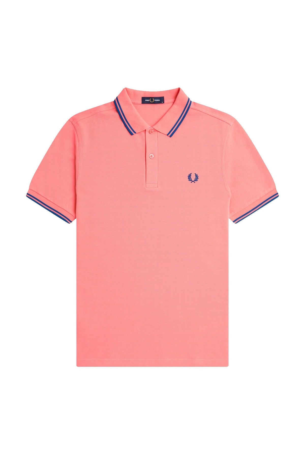 Fred Perry Slim Fit Twin Tipped Polo Coral Heat / Shaded Cobalt / Shaded Cobalt