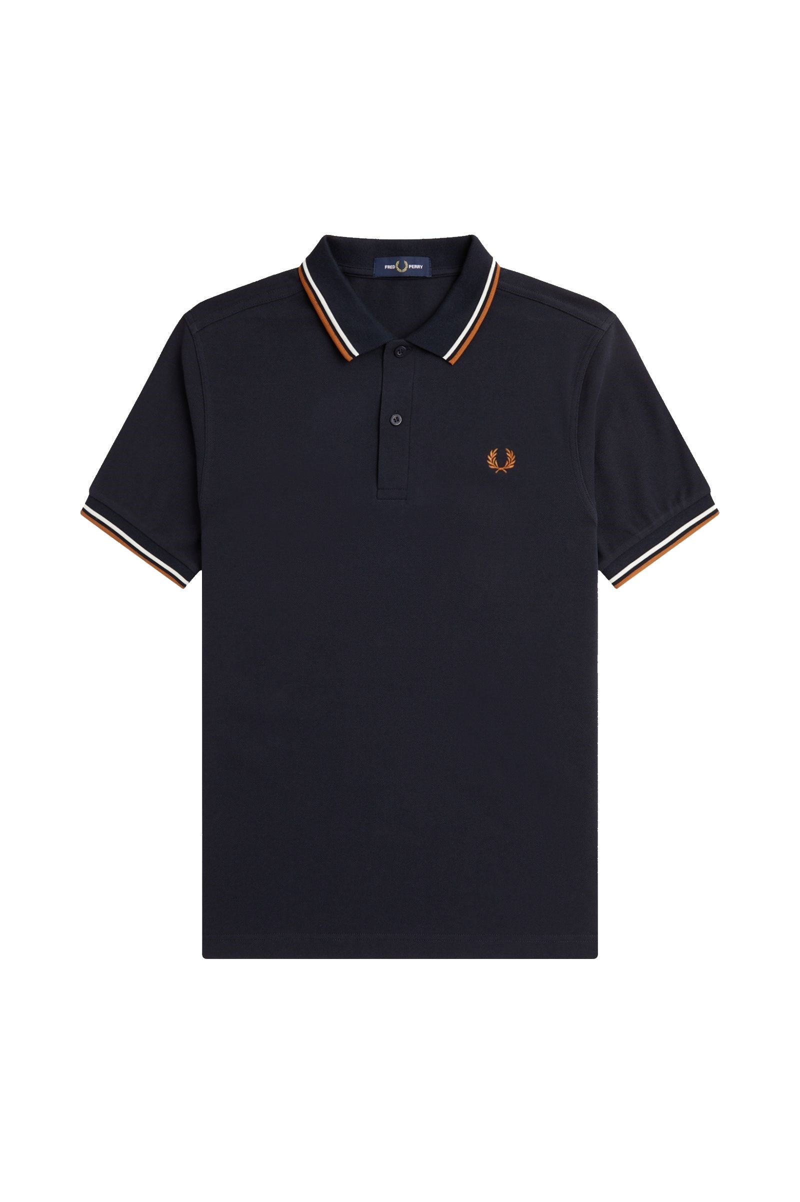 Fred Perry Slim Fit Twin Tipped Polo Navy / Ecru / Nut Flake