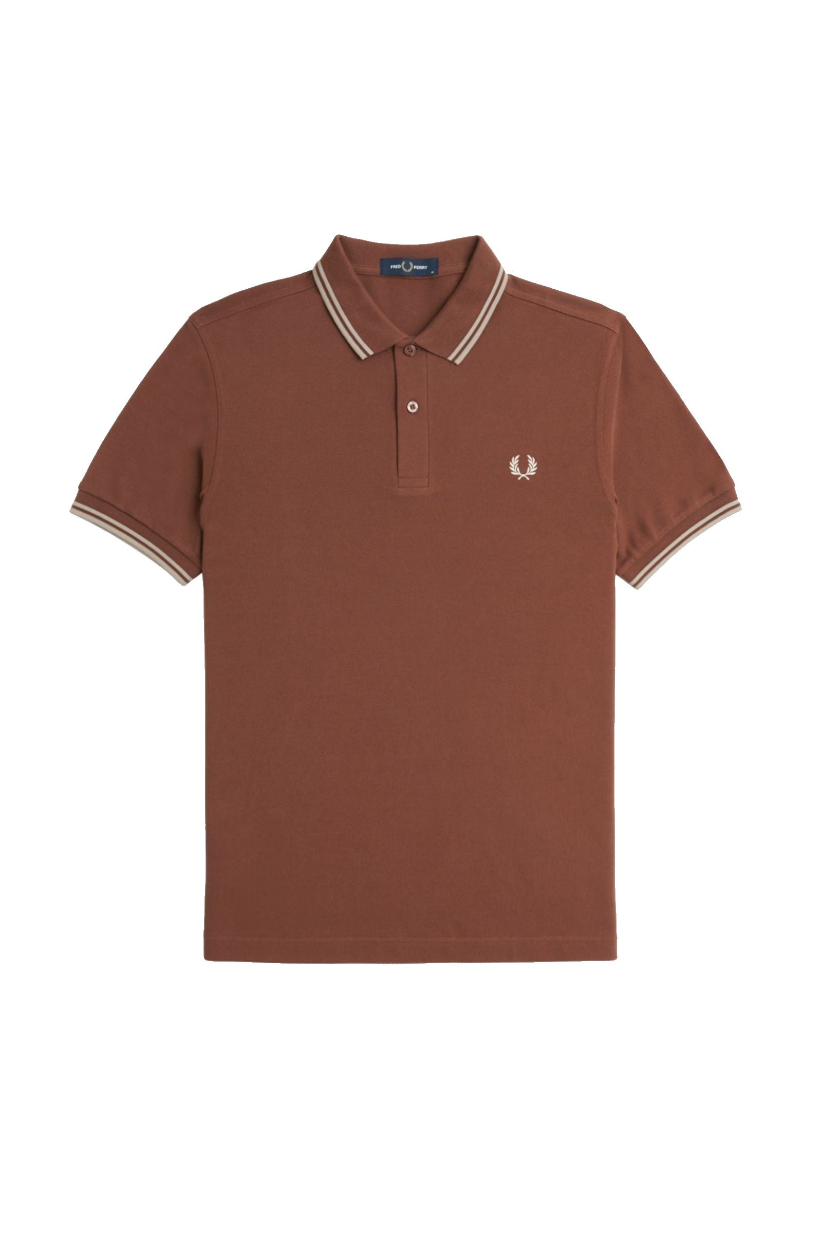 Fred Perry Slim Fit Twin Tipped Polo Whisky Brown / Porridge Marl / Porridge Marl