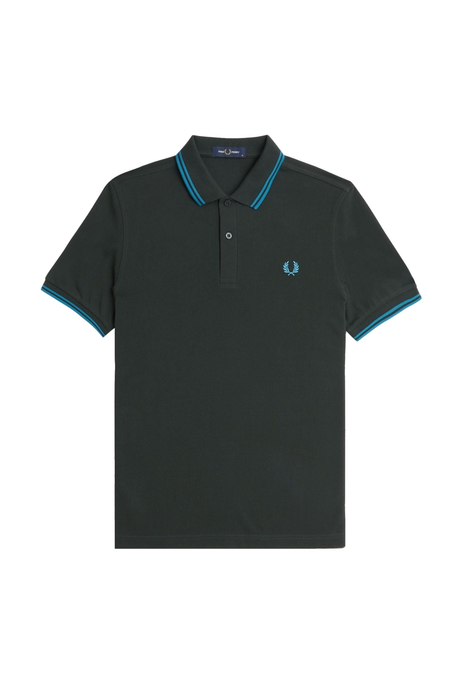 Fred Perry Slim Fit Twin Tipped Polo Night Green / Runaway Bay Ocean / Runaway Bay Ocean