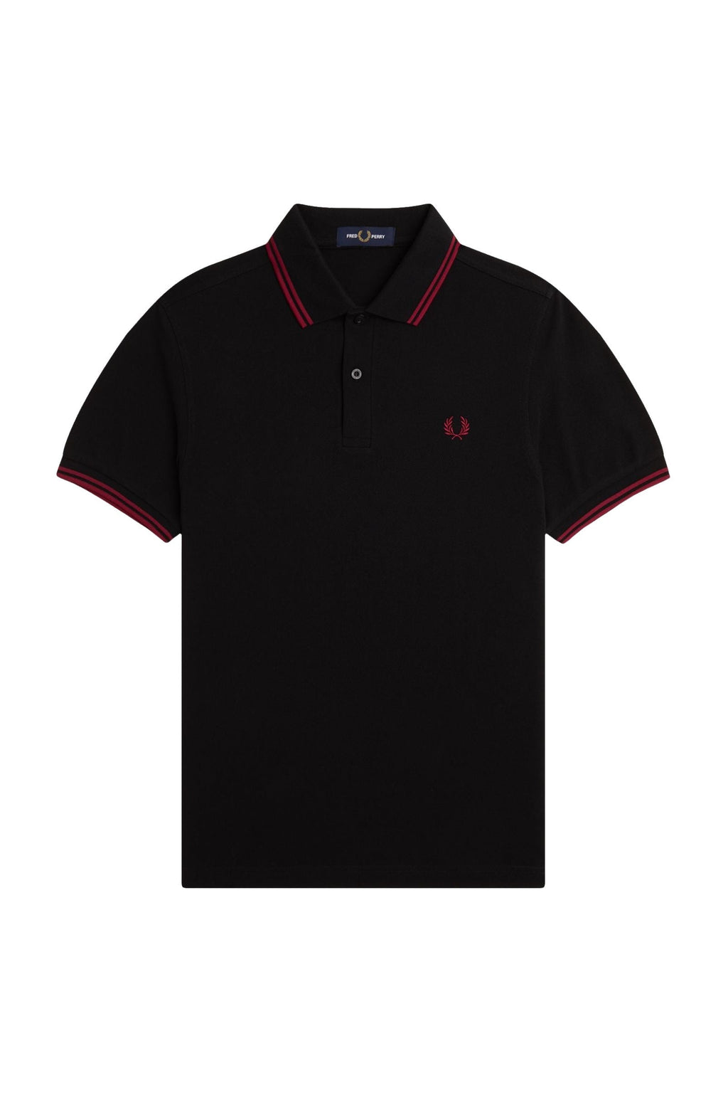 Fred Perry Slim Fit Twin Tipped Polo Black / Burnt Red / Burnt Red