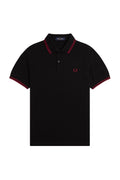 Fred Perry Slim Fit Twin Tipped Polo Black / Burnt Red / Burnt Red