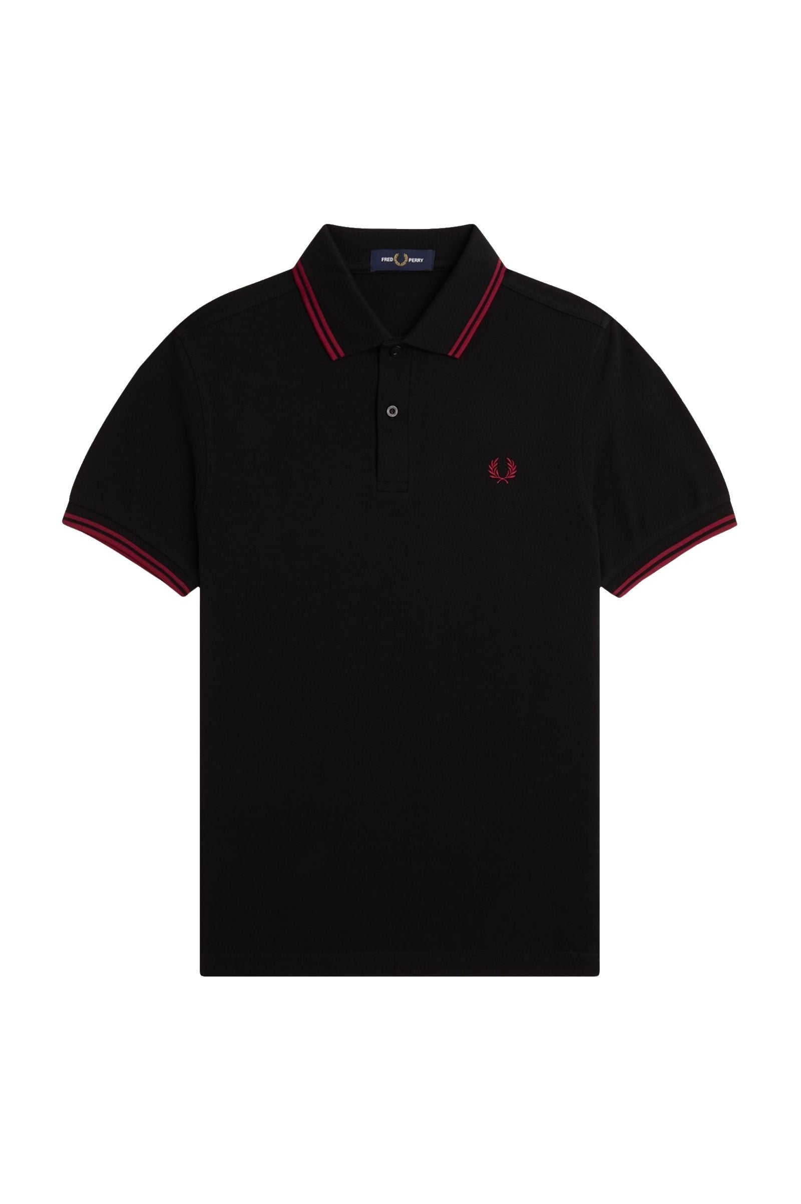 Fred Perry Slim Fit Twin Tipped Polo Black / Burnt Red / Burnt Red