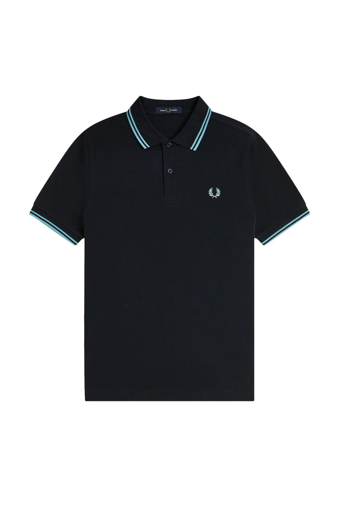 Fred Perry Slim Fit Twin Tipped Polo Navy / Mint Blue / Mint Blue