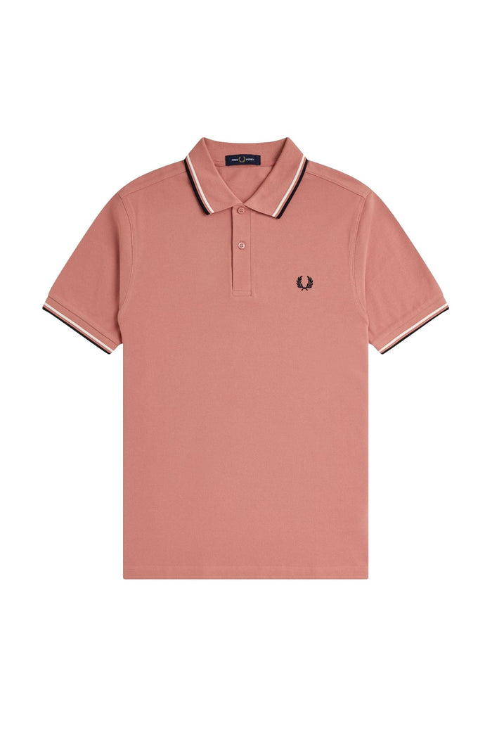 Fred Perry Slim Fit Twin Tipped Polo Putty Pink / Ecru / Navy