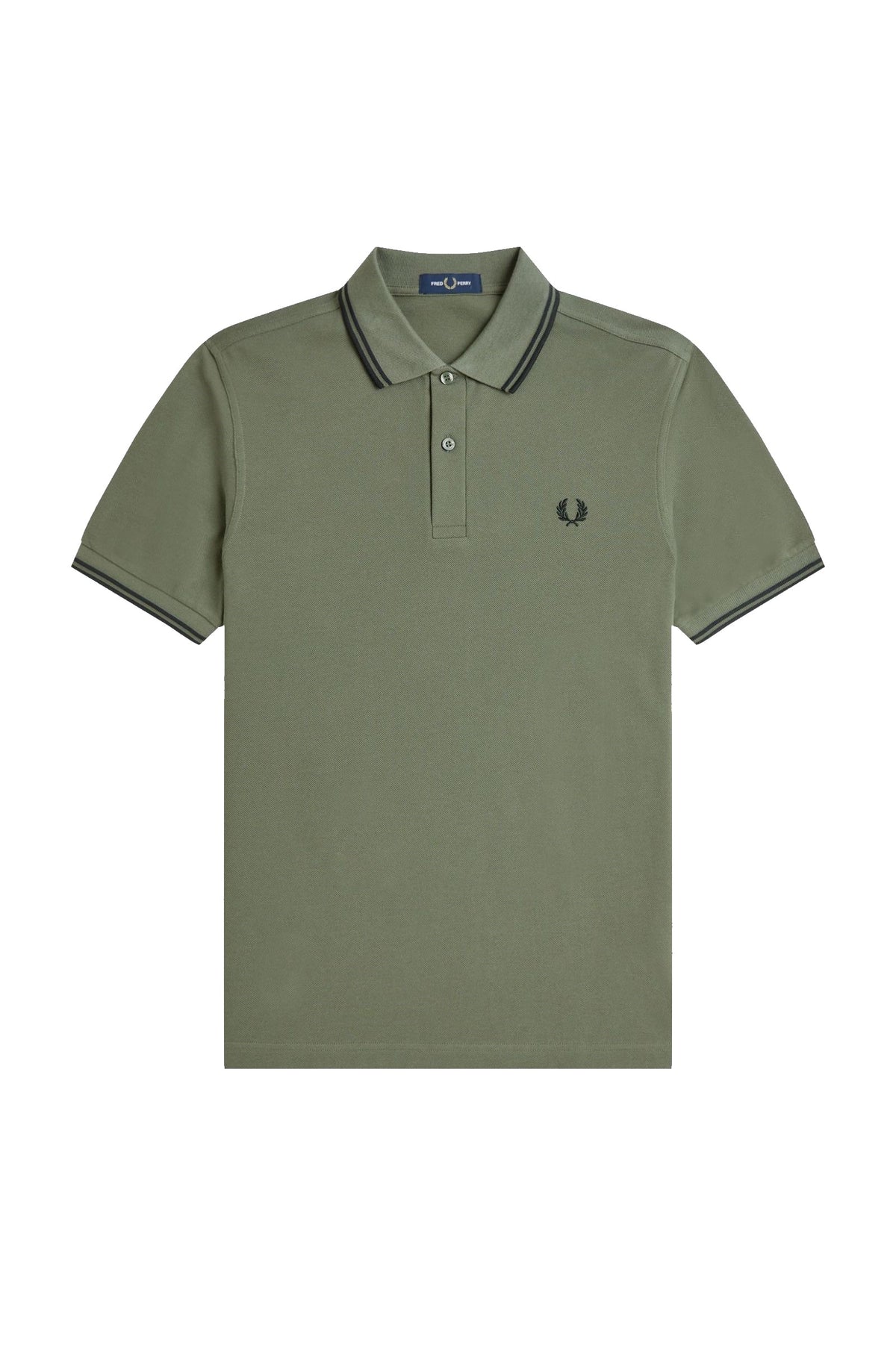 Fred Perry Slim Fit Twin Tipped Polo Laurel Wreath Green / Black / Black