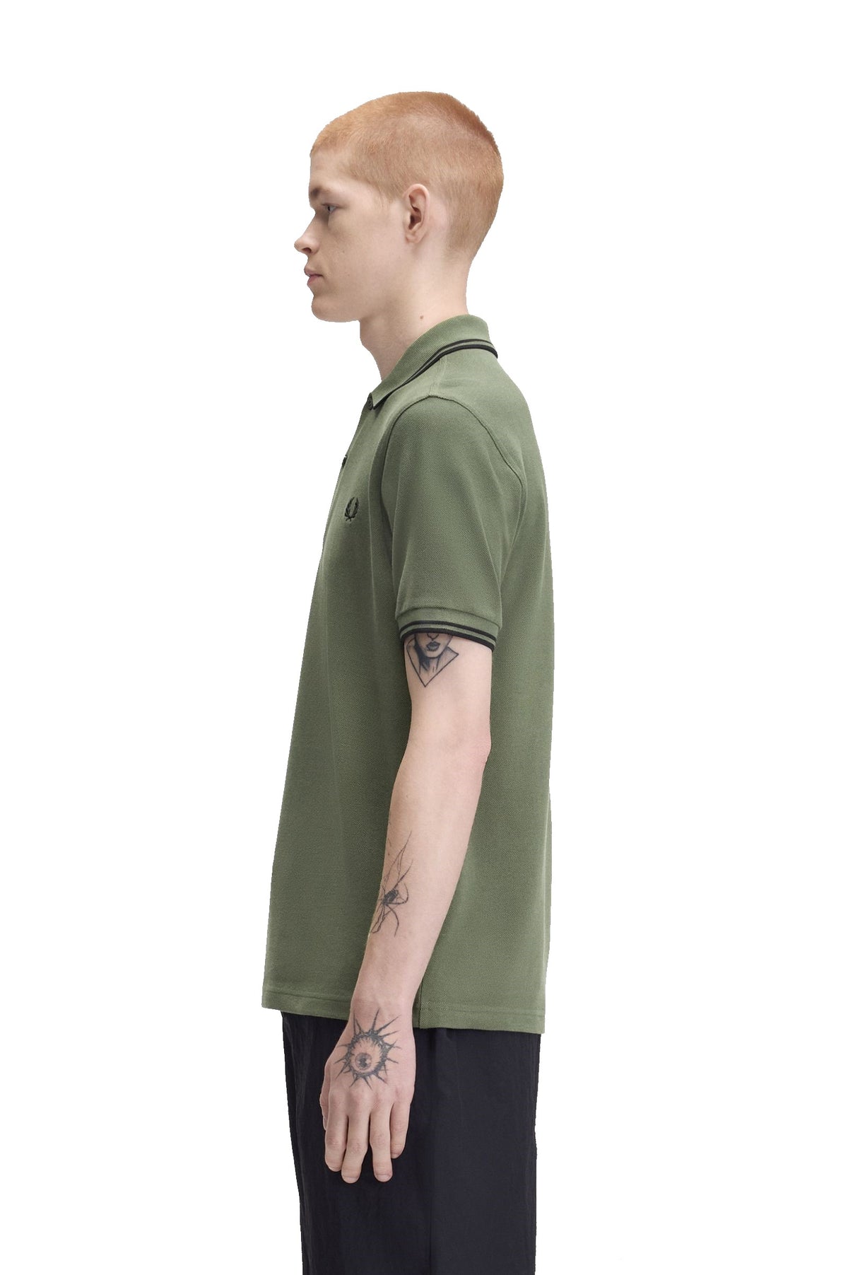 Fred Perry Slim Fit Twin Tipped Polo Laurel Wreath Green / Black / Black
