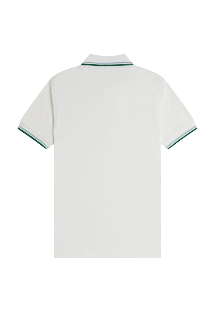 Fred Perry Slim Fit Twin Tipped Polo Snow White / Track Blue / Sport Green