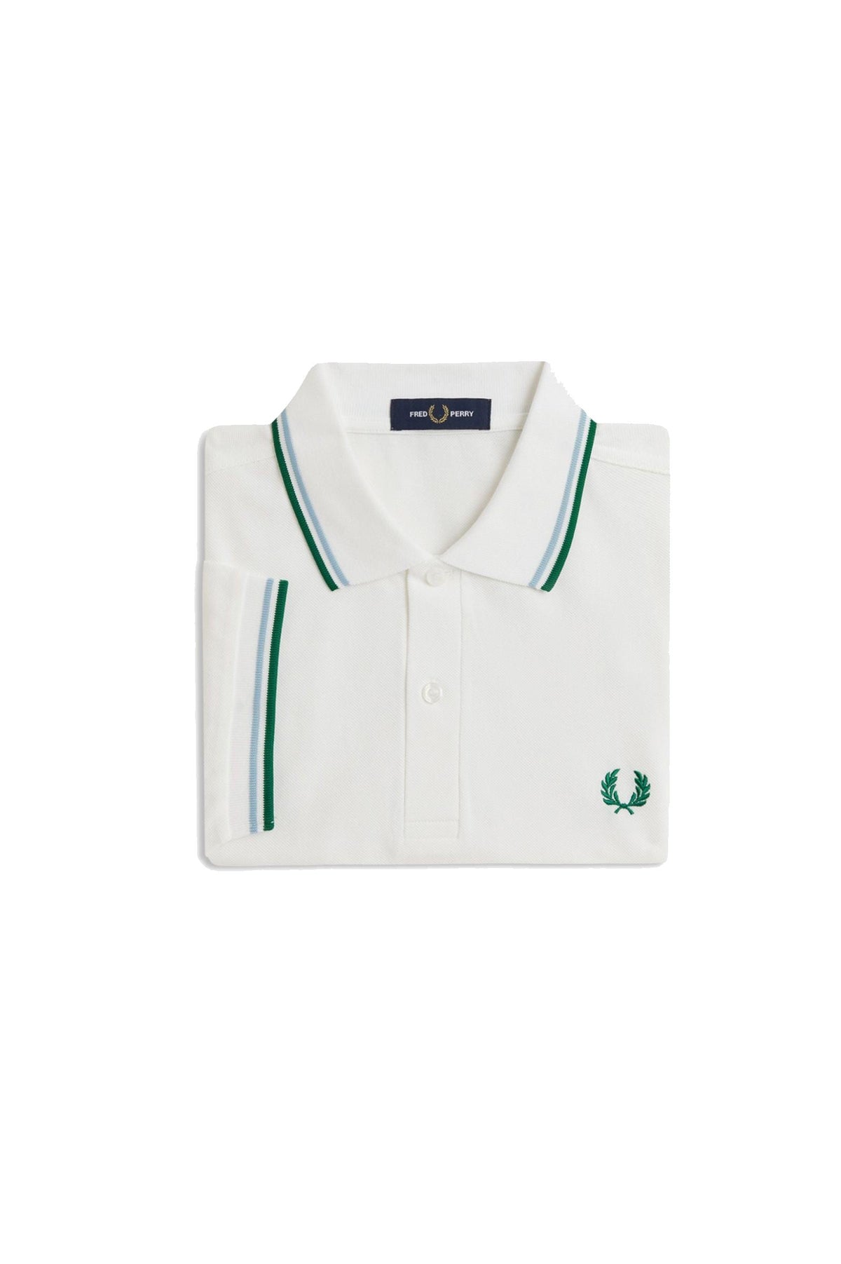 Fred Perry Slim Fit Twin Tipped Polo Snow White / Track Blue / Sport Green