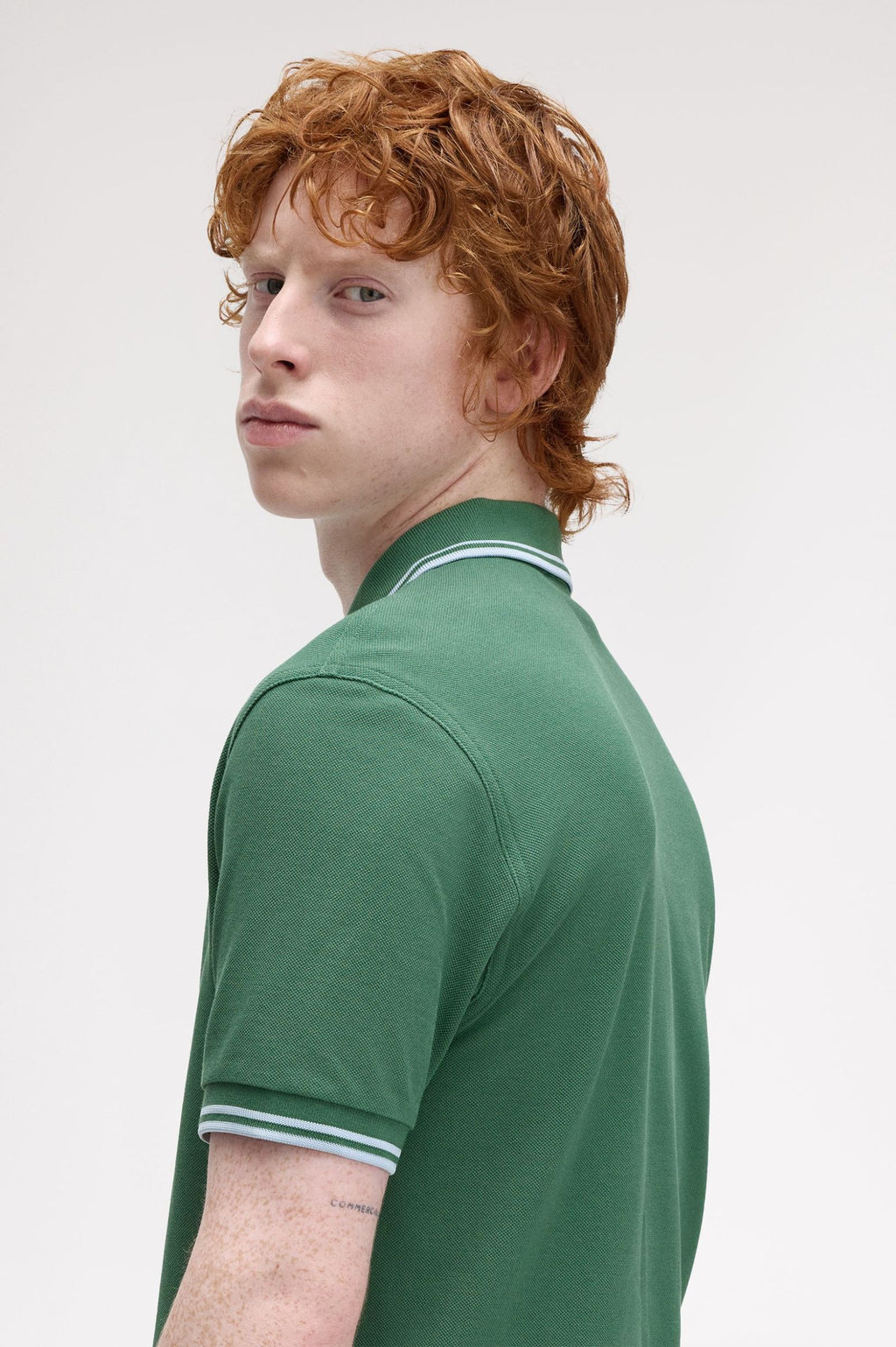 Fred Perry Slim Fit Twin Tipped Polo Sport Green / Track Blue / Track Blue