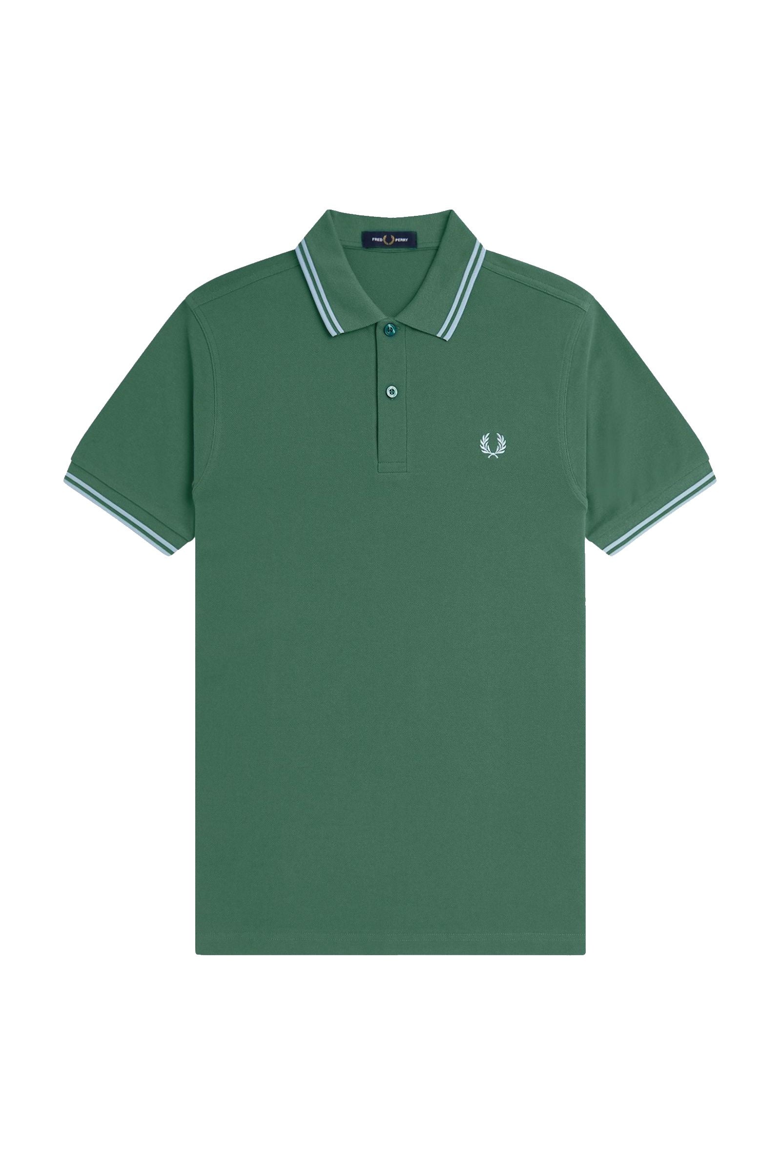 Fred Perry Slim Fit Twin Tipped Polo Sport Green / Track Blue / Track Blue