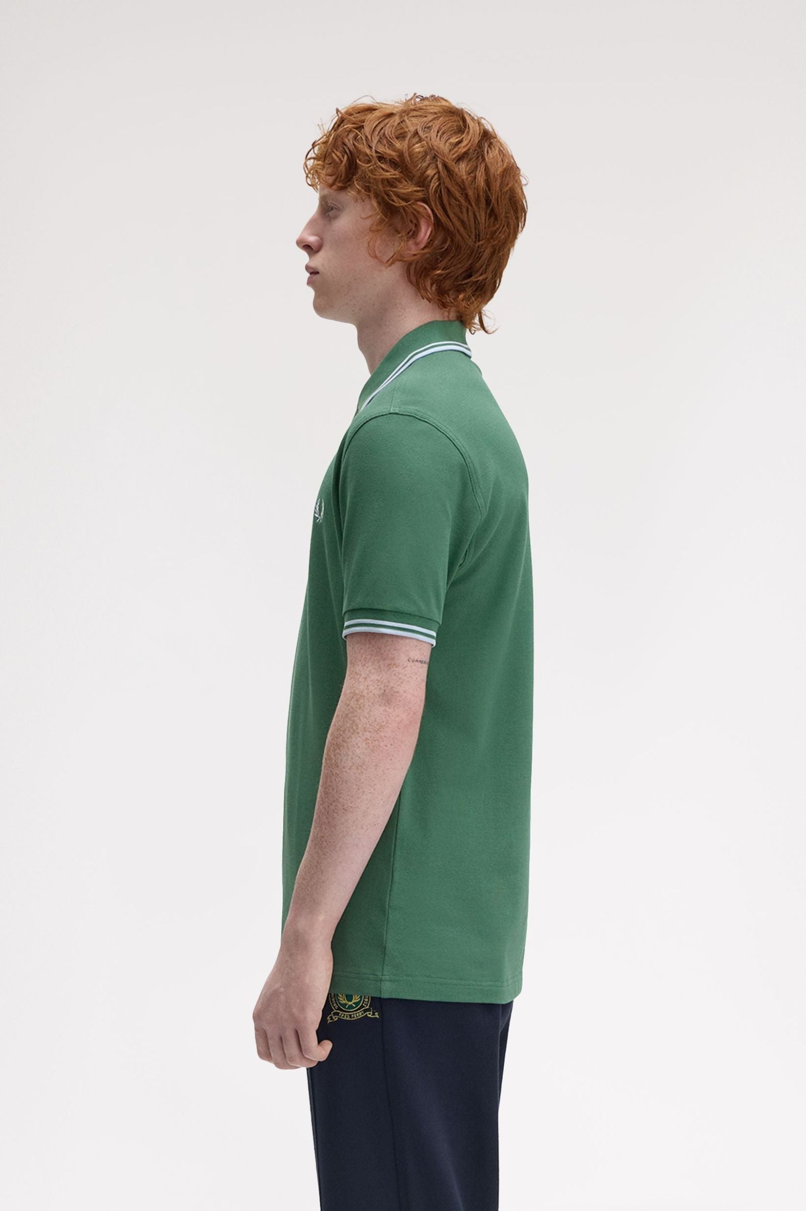 Fred Perry Slim Fit Twin Tipped Polo Sport Green / Track Blue / Track Blue
