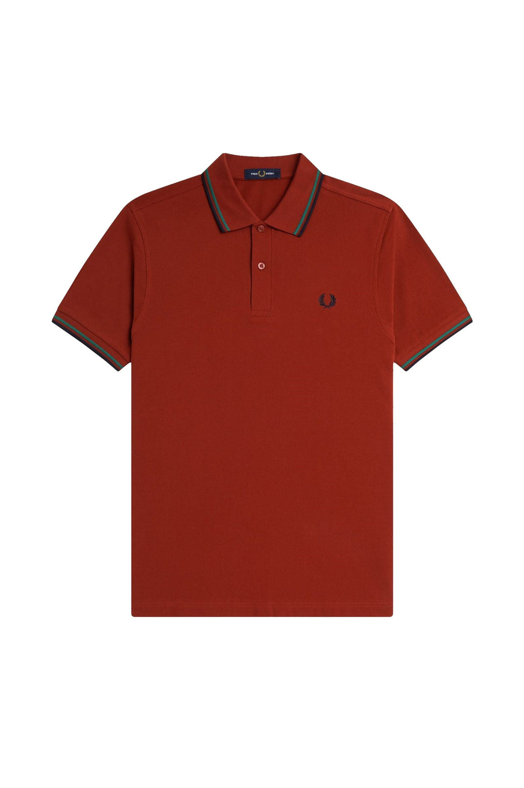 Fred Perry Slim Fit Twin Tipped Polo Burnt Red / Sport Green / Navy