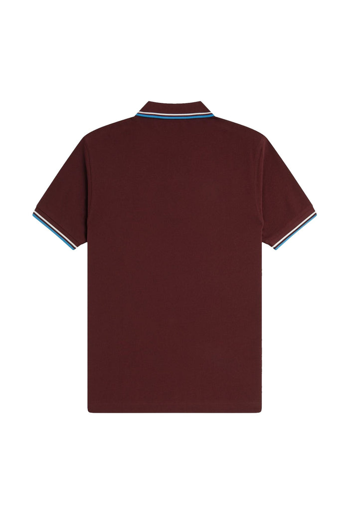 Fred Perry Slim Fit Twin Tipped Polo Oxblood / Ecru / Court Blue
