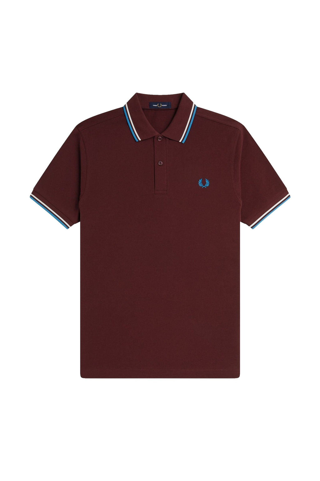 Fred Perry Slim Fit Twin Tipped Polo Oxblood / Ecru / Court Blue