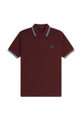 Fred Perry Slim Fit Twin Tipped Polo Oxblood / Ecru / Court Blue