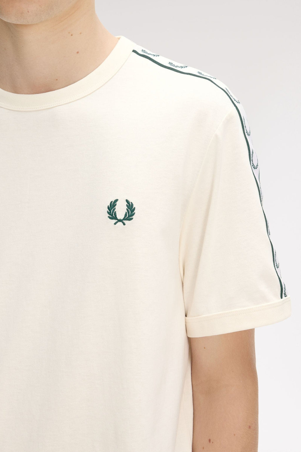 Fred Perry Contrast Tape Ringer T-Shirt Ecru