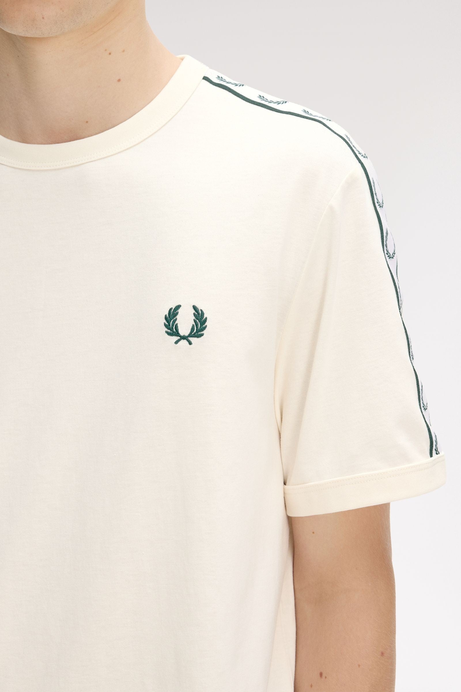 Fred Perry Contrast Tape Ringer T-Shirt Ecru