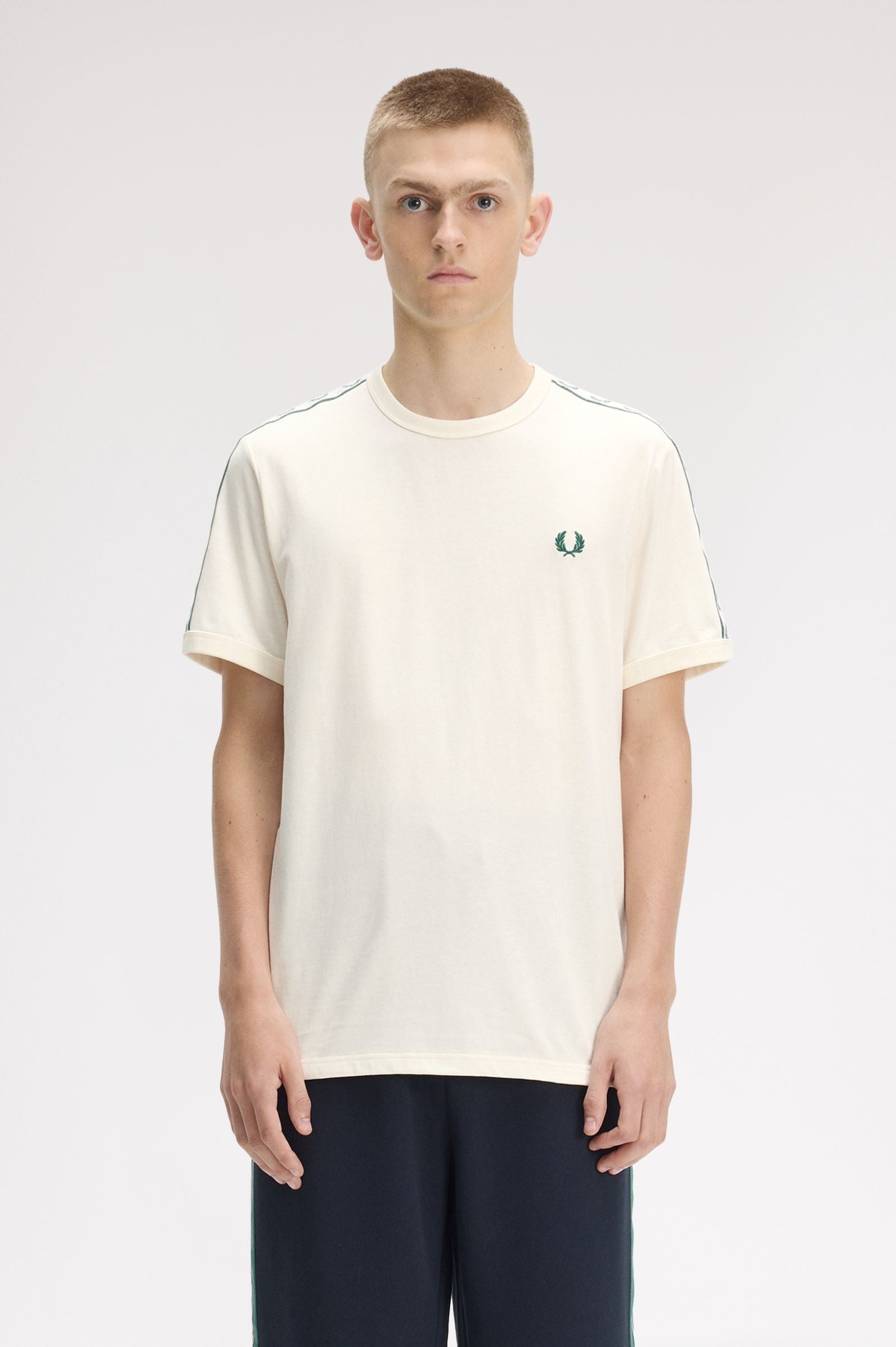 Fred Perry Contrast Tape Ringer T-Shirt Ecru