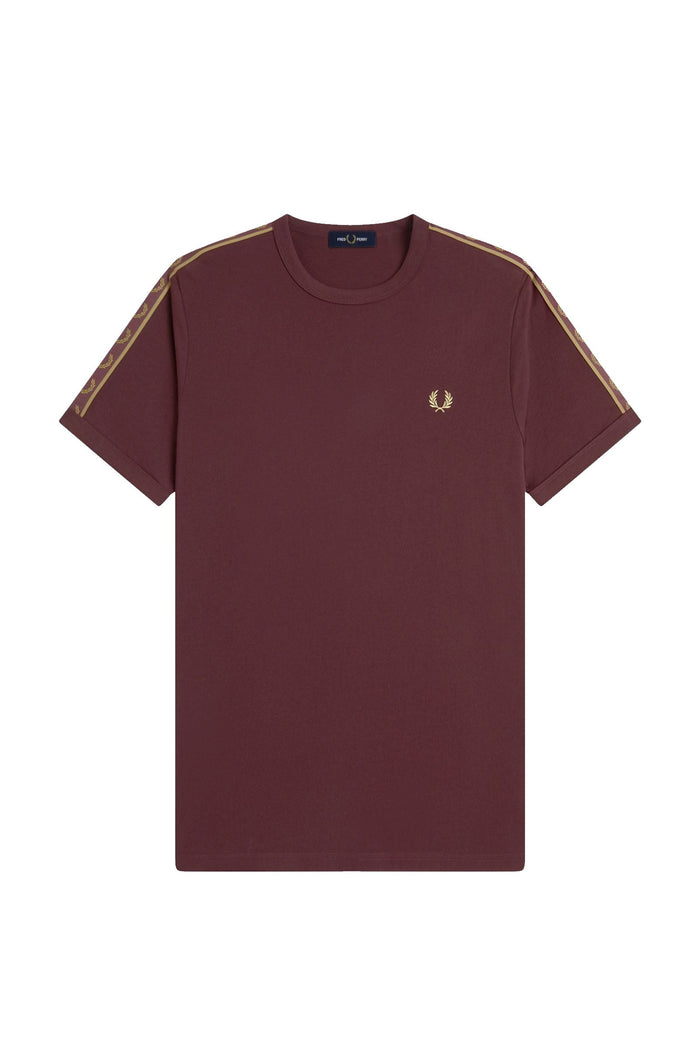 Fred Perry Contrast Tape Ringer T-Shirt Oxblood / Champagne