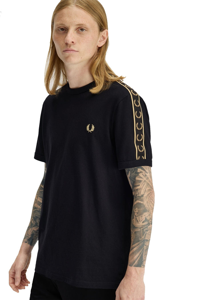 Fred Perry Contrast Tape Ringer T-Shirt Black / Champagne