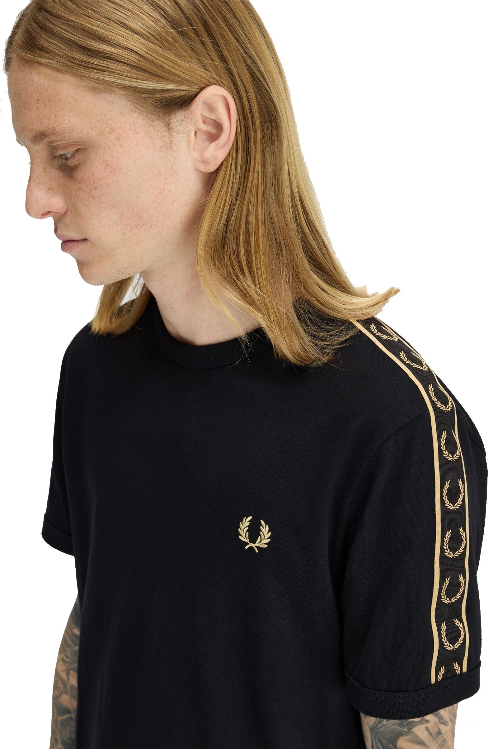 Fred Perry Contrast Tape Ringer T-Shirt Black / Champagne