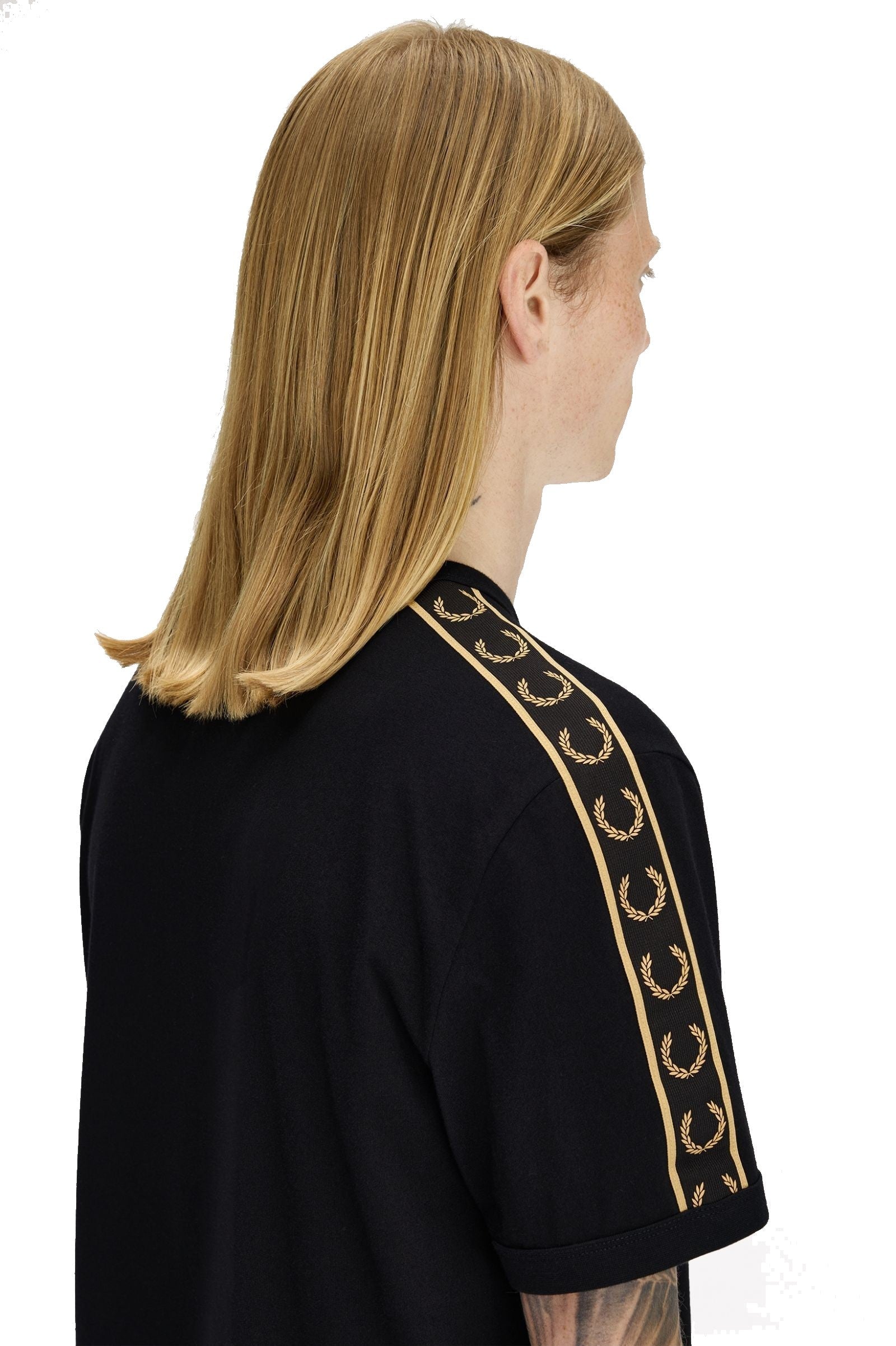 Fred Perry Contrast Tape Ringer T-Shirt Black / Champagne