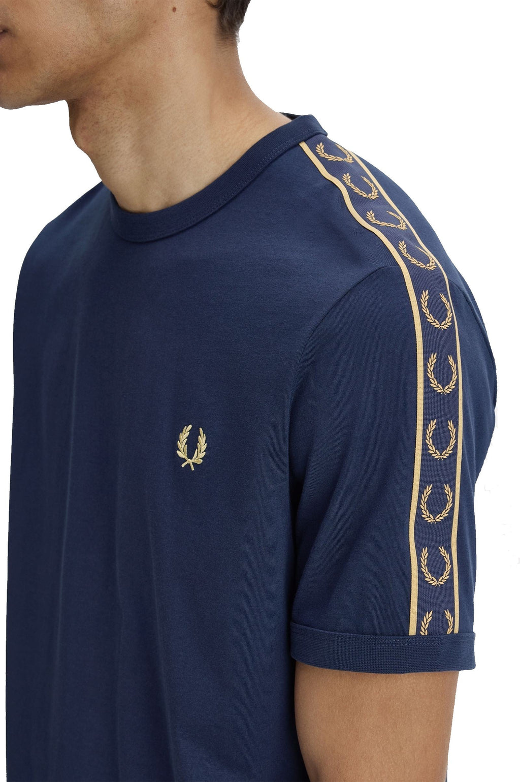 Fred Perry Contrast Tape Ringer T-Shirt Tennis Blue / Champagne