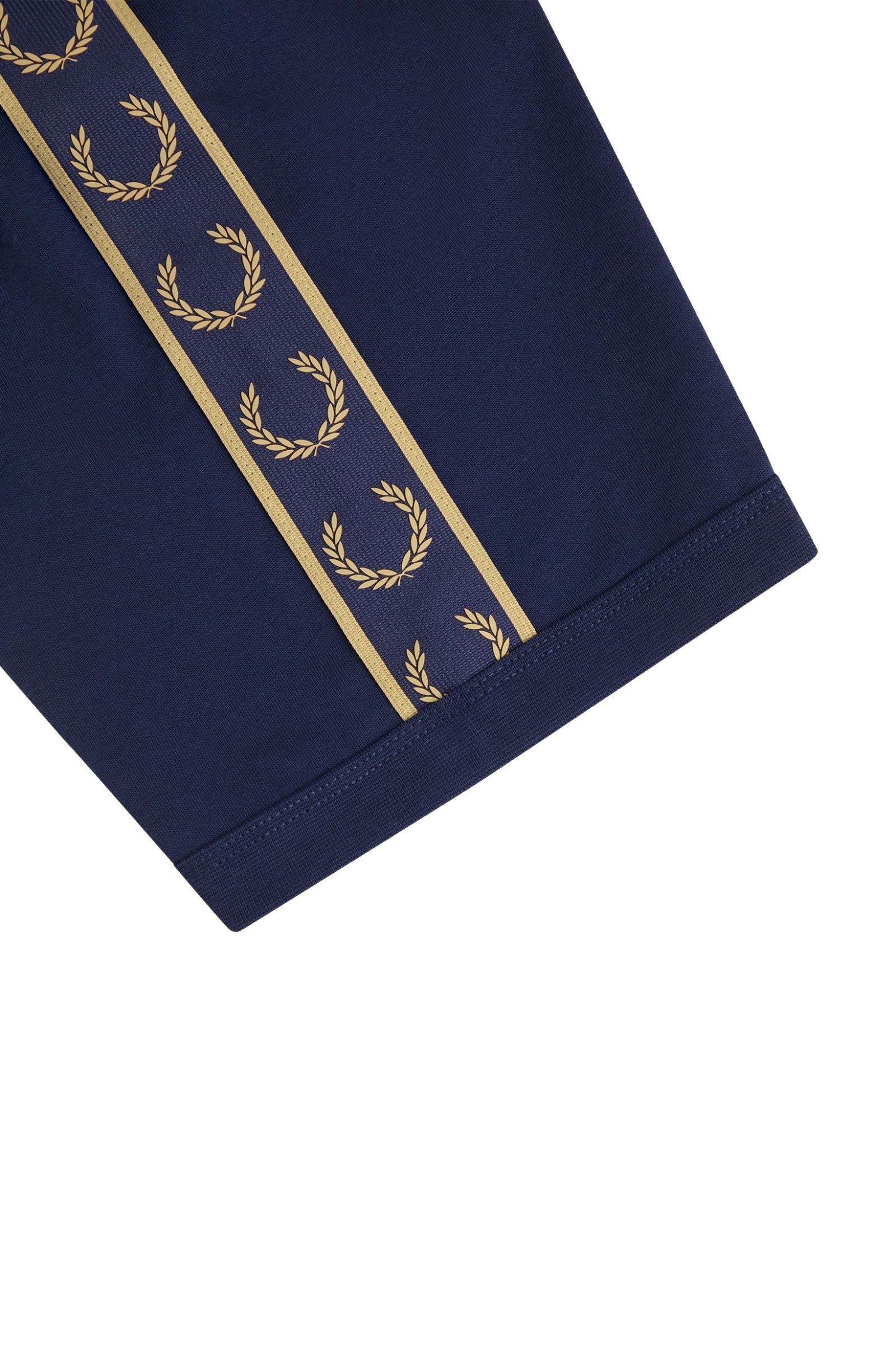 Fred Perry Contrast Tape Ringer T-Shirt Tennis Blue / Champagne