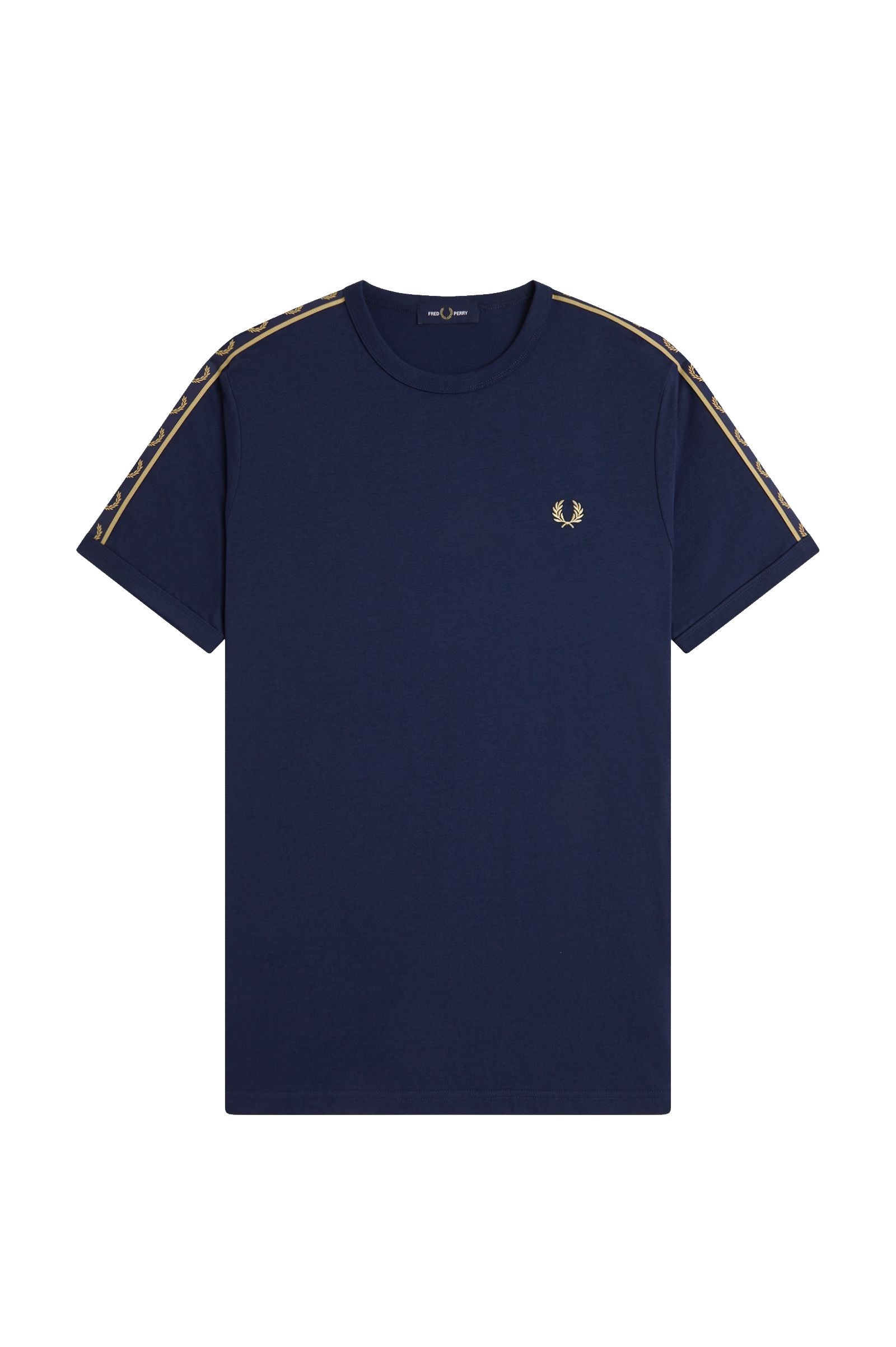 Fred Perry Contrast Tape Ringer T-Shirt Tennis Blue / Champagne