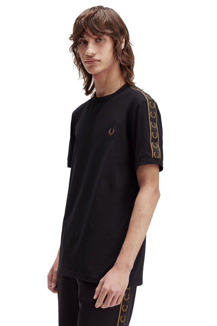 Fred Perry Taped Ringer T-Shirt Black / Shaded Stone