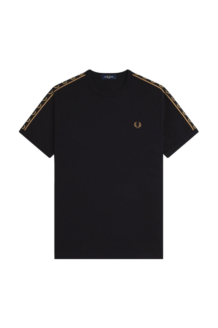 Fred Perry Taped Ringer T-Shirt Black / Shaded Stone