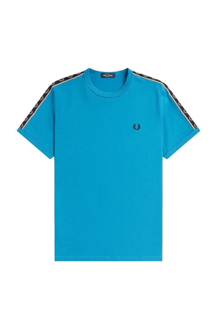 Fred Perry Taped Ringer T-Shirt Runaway Bay Ocean / Warm Gray