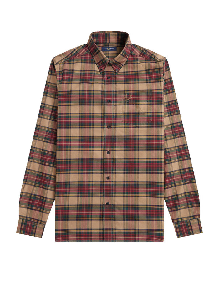 Fred Perry Tartan Shirt Shaded Stone